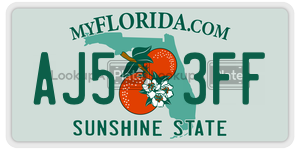 AJ53FF  license plate in FL
