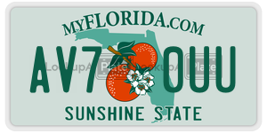 AV70UU  license plate in FL