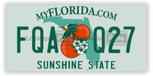 FQAQ27  license plate in FL