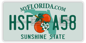 HSFA58 license plate in Florida