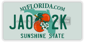 JA02K license plate in Florida