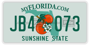 JB4073 license plate in Florida