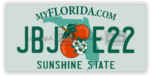 JBJE22 license plate in Florida
