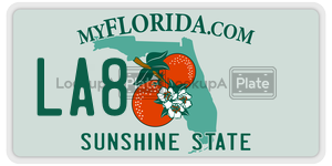 LA8  license plate in FL