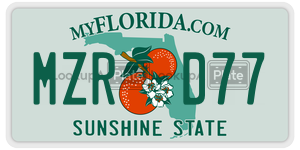 MZRD77 license plate in Florida