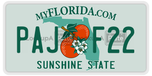 PAJF22 license plate in Florida