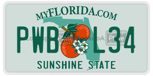 PWBL34 license plate in Florida
