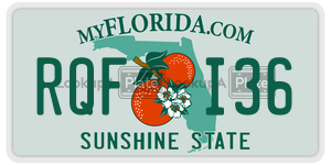 RQFI36 license plate in Florida