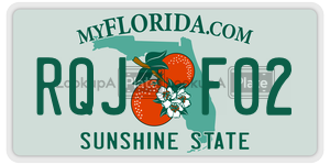 RQJF02  license plate in FL