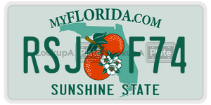 RSJF74 license plate in Florida