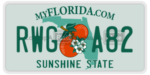 RWGA82  license plate in FL