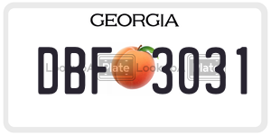 DBF3031  license plate in GA