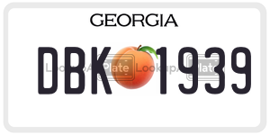 DBK1939 license plate in Georgia