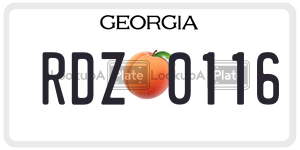 RDZ0116  license plate in GA