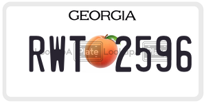 RWT2596  license plate in GA