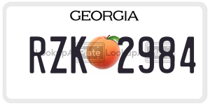 RZK2984 license plate in Georgia