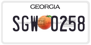 SGW0258  license plate in GA