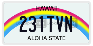 231TVN license plate in Hawaii