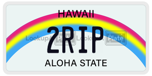2RIP license plate in Hawaii