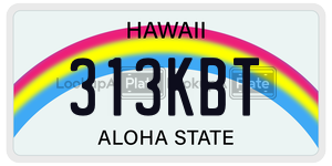 313KBT license plate in Hawaii