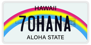 70HANA license plate in Hawaii