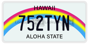 752TYN  license plate in HI
