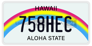 758HEC  license plate in HI
