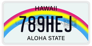 789HEJ license plate in Hawaii