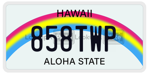 858TWP  license plate in HI