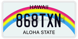 868TXN  license plate in HI