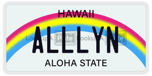 ALLLYN license plate in Hawaii