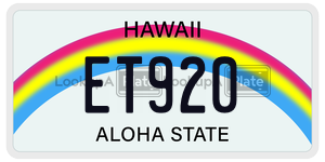 ET920 license plate in Hawaii