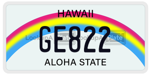 GE822  license plate in HI