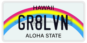 GR8LVN  license plate in HI