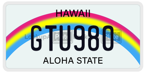 GTU980 license plate in Hawaii