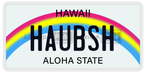 HAUBSH  license plate in HI