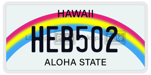 HEB502  license plate in HI