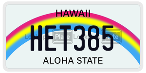 HET385 license plate in Hawaii