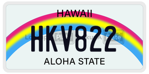 HKV822  license plate in HI