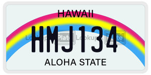 HMJ134  license plate in HI
