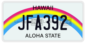JFA392  license plate in HI