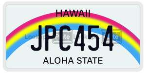 JPC454  license plate in HI