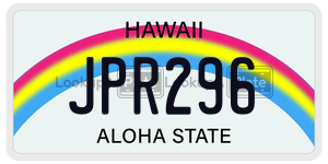 JPR296  license plate in HI
