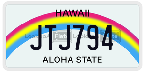 JTJ794  license plate in HI