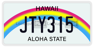 JTY315  license plate in HI
