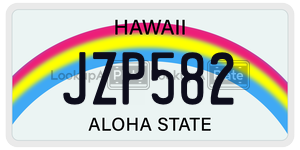 JZP582 license plate in Hawaii
