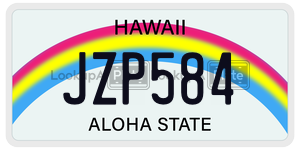 JZP584 license plate in Hawaii