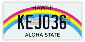 KEJ036  license plate in HI