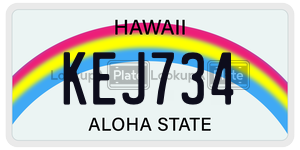 KEJ734 license plate in Hawaii