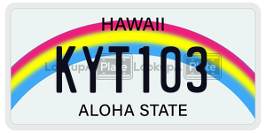 KYT103  license plate in HI